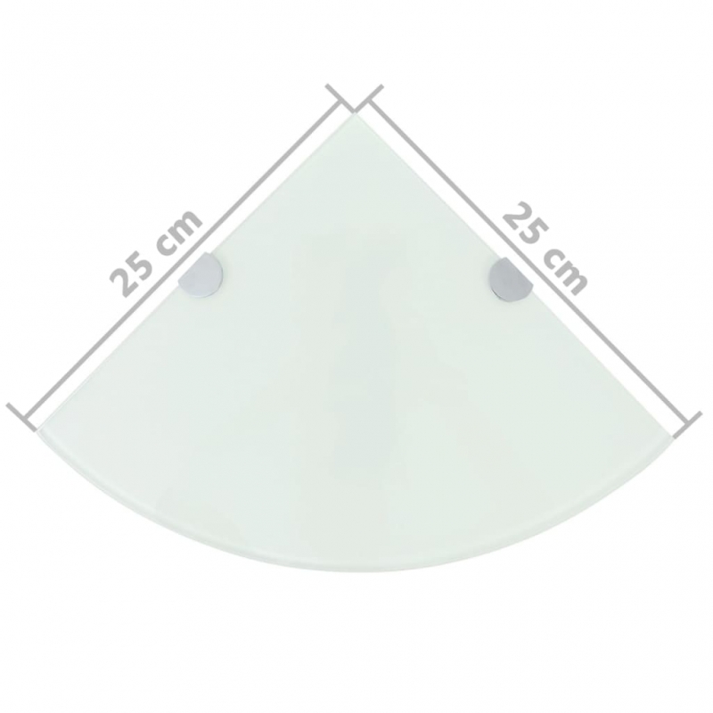 Eckregale 2 Stk. mit Verchromten Halterungen Glas Weiß 25x25 cm