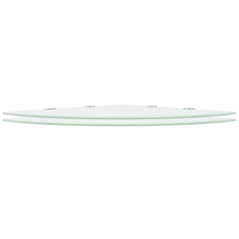 Eckregale 2 Stk. mit verchromten Halterungen Glas Weiß 45x45cm