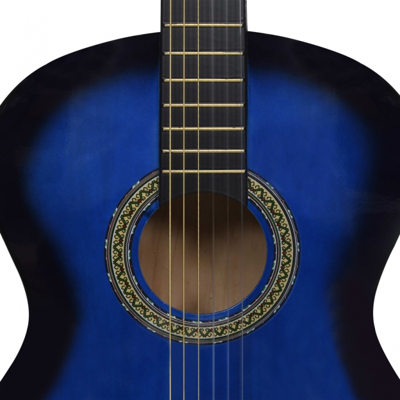 12-tlg. Klassikgitarren-Set für Anfänger Blau 4/4 39