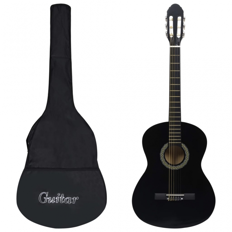 12-tlg. Klassikgitarren-Set für Anfänger Schwarz 4/4 39