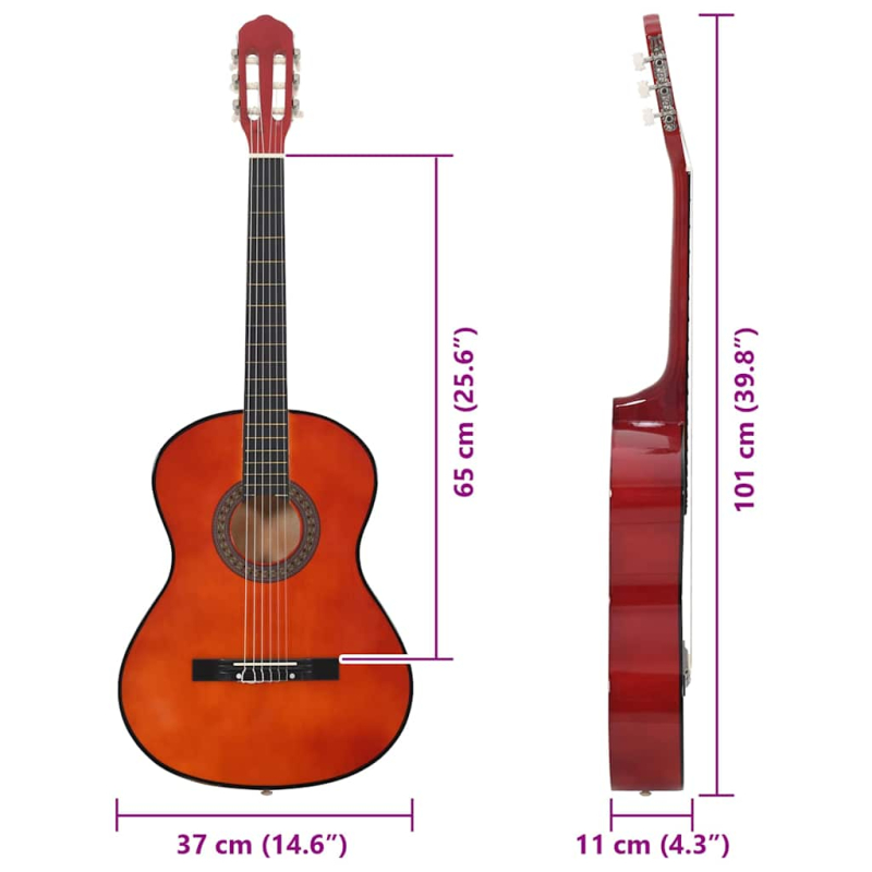Klassische Gitarre für Anfänger 4/4 39 Lindenholz