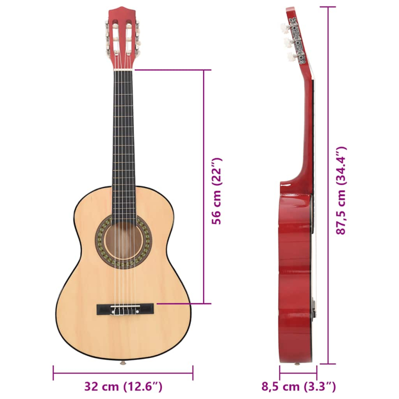 Klassische Gitarre für Anfänger und Kinder 1/2 34 Lindenholz