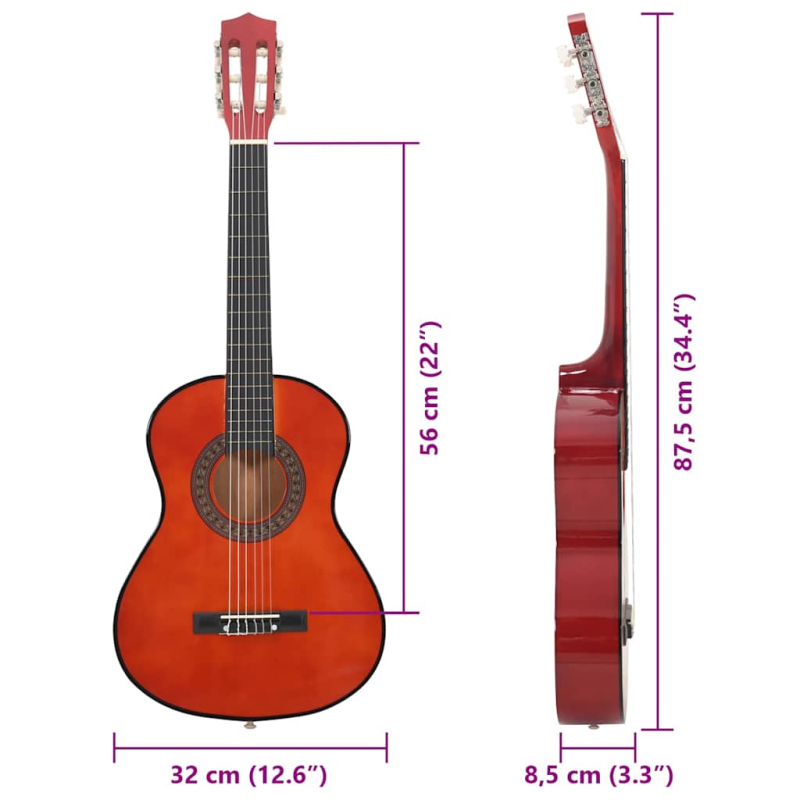 Klassische Gitarre für Anfänger und Kinder 1/2 34 Lindenholz
