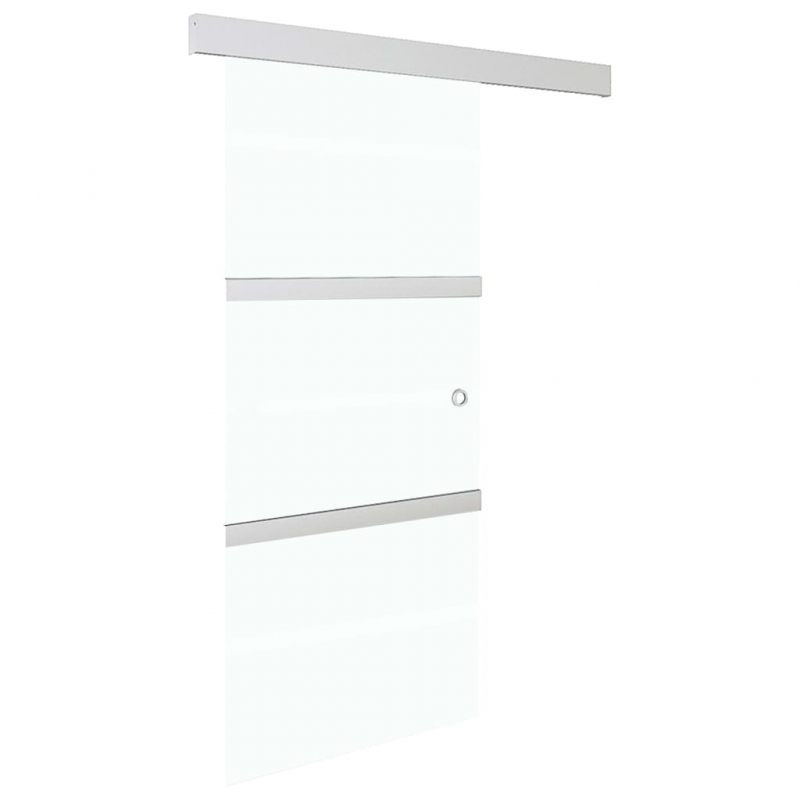 Schiebetür ESG-Glas und Aluminium 90x212 cm Silbern