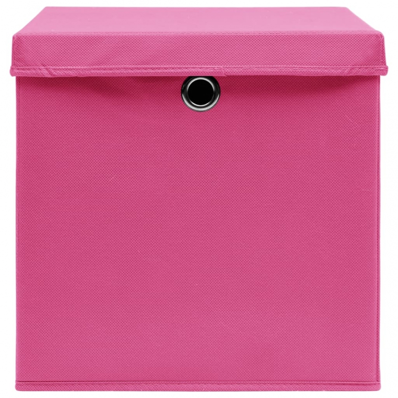 Aufbewahrungsboxen mit Deckeln 10 Stk. Rosa 32x32x32 cm Stoff