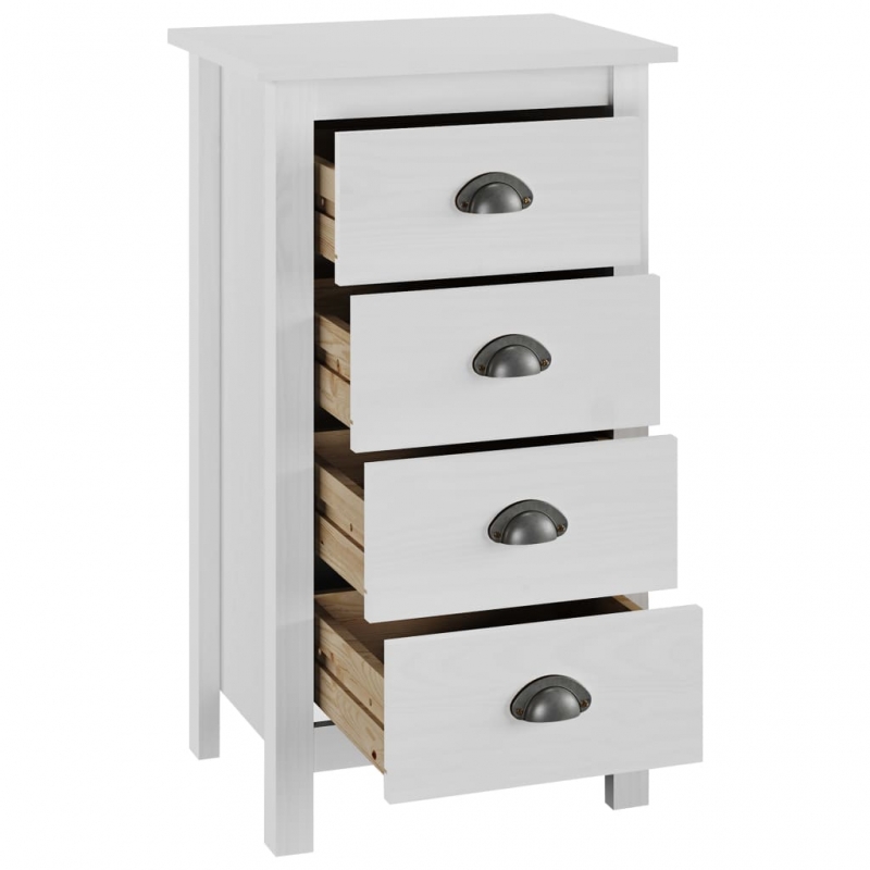 Sideboard Hill Weiß 46x35x80 cm Massivholz Kiefer