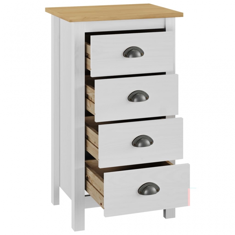 Sideboard Hill Weiß 46x35x80 cm Massivholz Kiefer