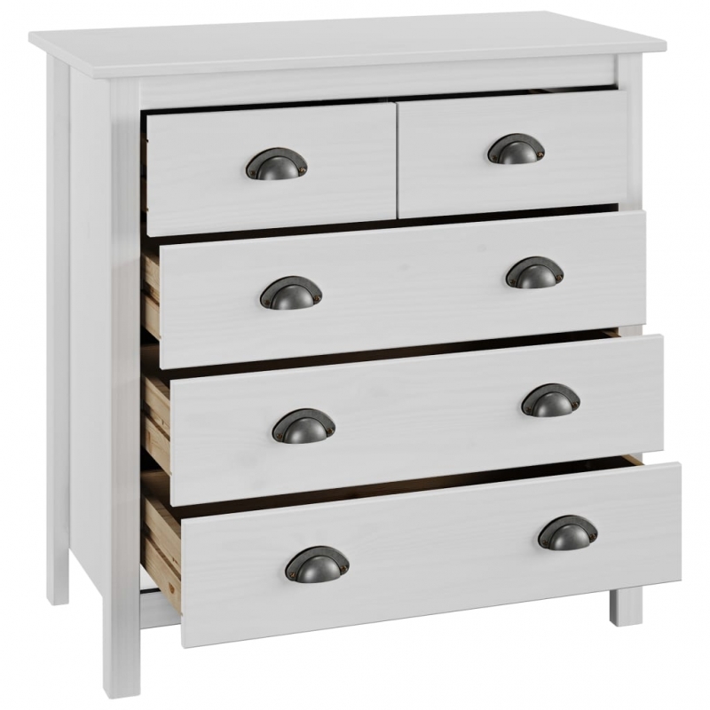 Sideboard Hill Weiß 79x40x80 cm Massivholz Kiefer