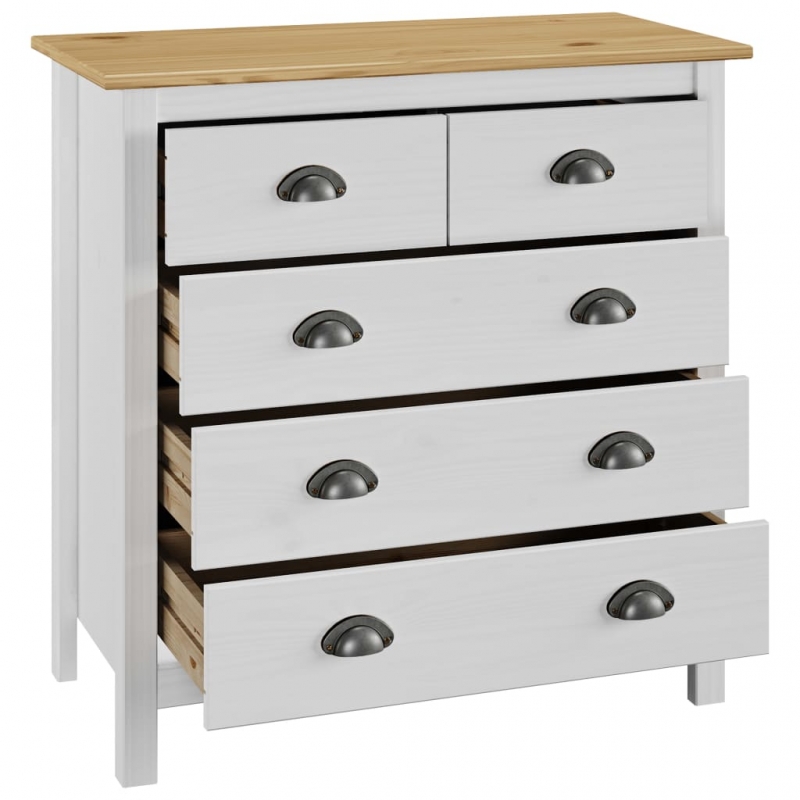 Sideboard Hill Weiß 79x40x80 cm Massivholz Kiefer