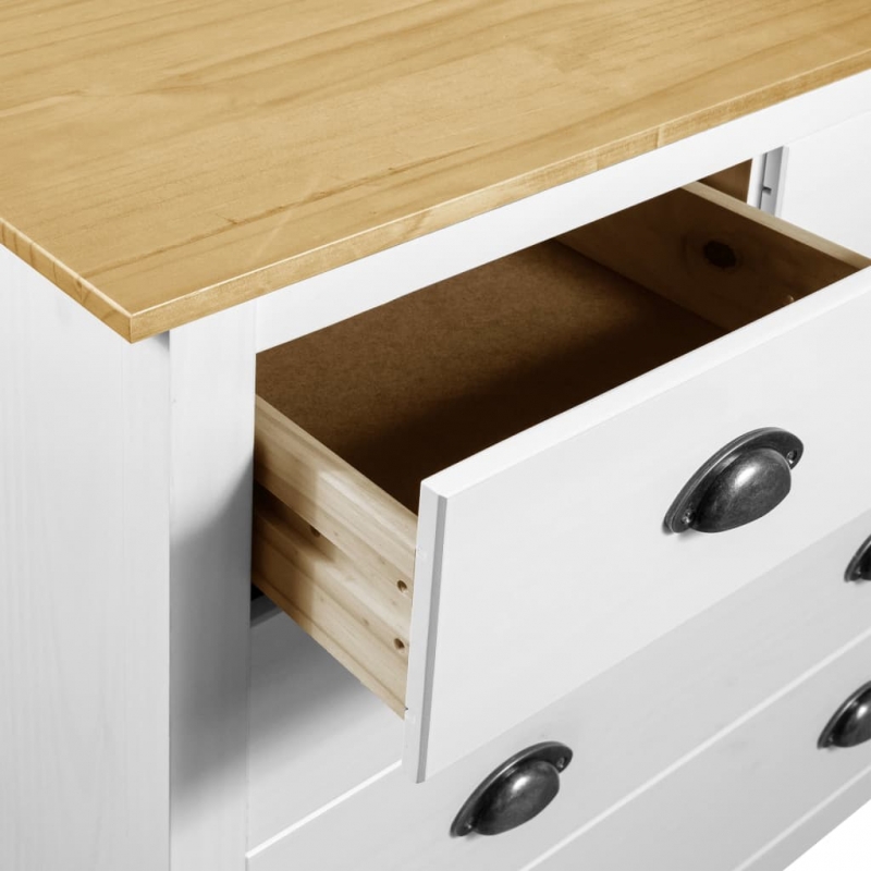 Sideboard Hill Weiß 79x40x80 cm Massivholz Kiefer