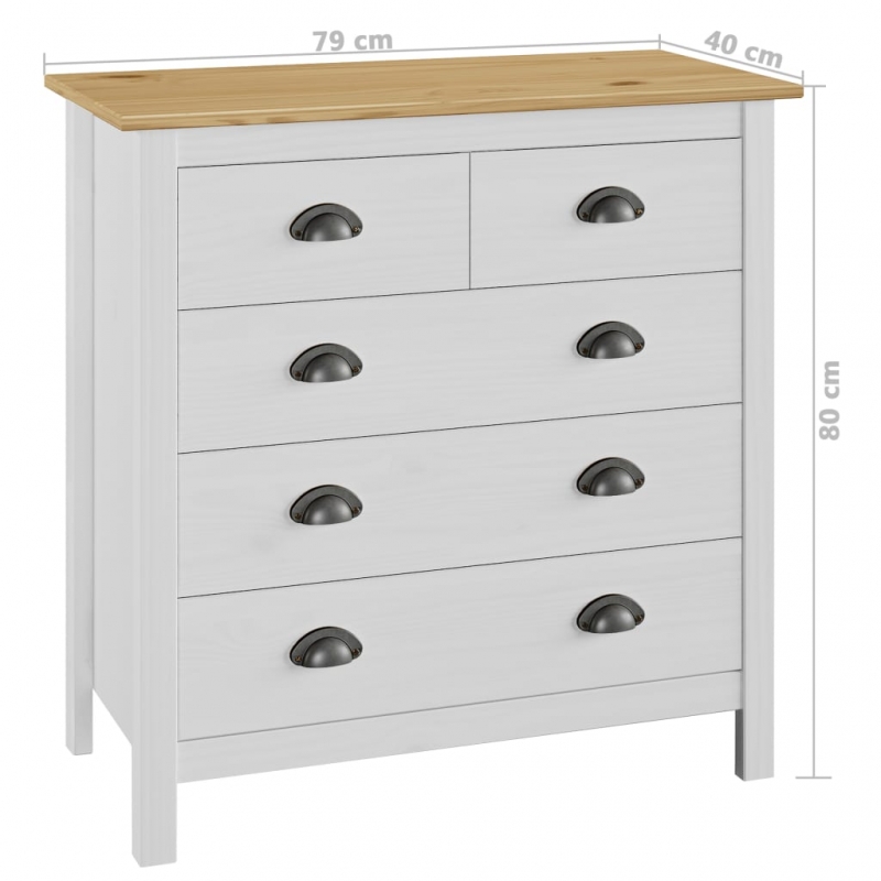 Sideboard Hill Weiß 79x40x80 cm Massivholz Kiefer