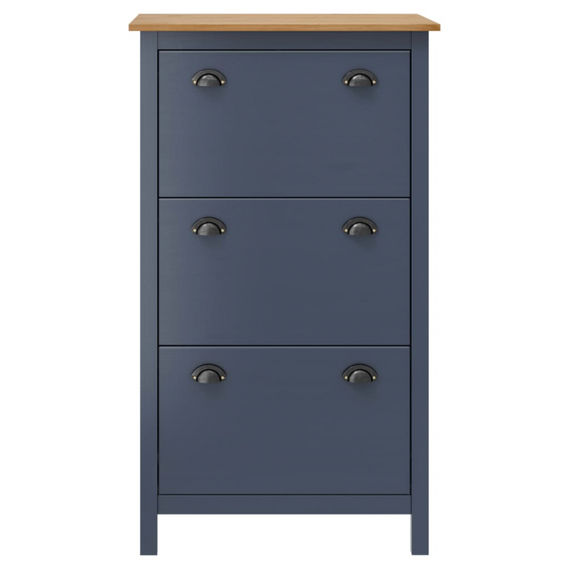 Schuhschrank Hill Grau 72x35x124 cm Massivholz Kiefer