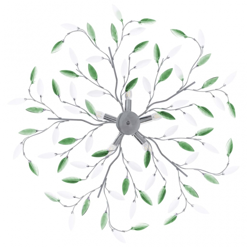 Deckenleuchte mit Acrylglas-Blätter für 5 x E14-Lampen Grün
