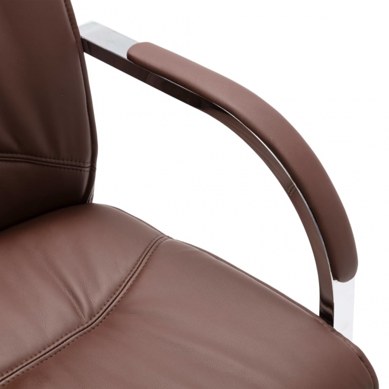 Freischwinger Bürostuhl Braun Kunstleder