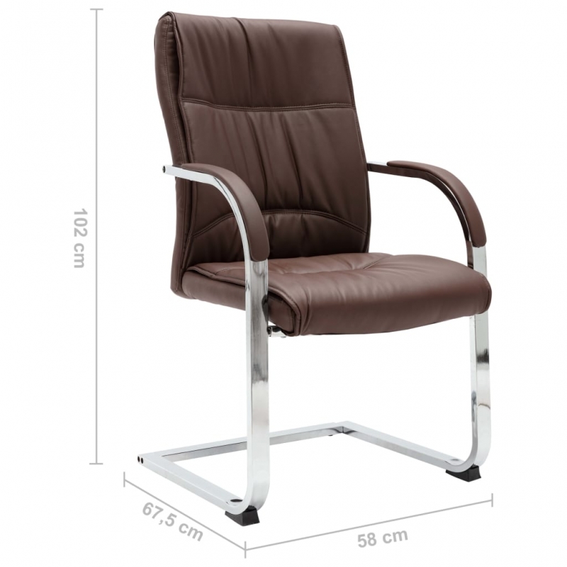 Freischwinger Bürostuhl Braun Kunstleder