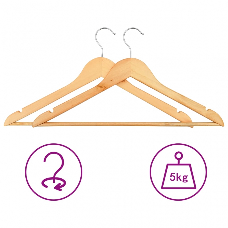 50 Stk. Kleiderbügel-Set Rutschfest Hartholz