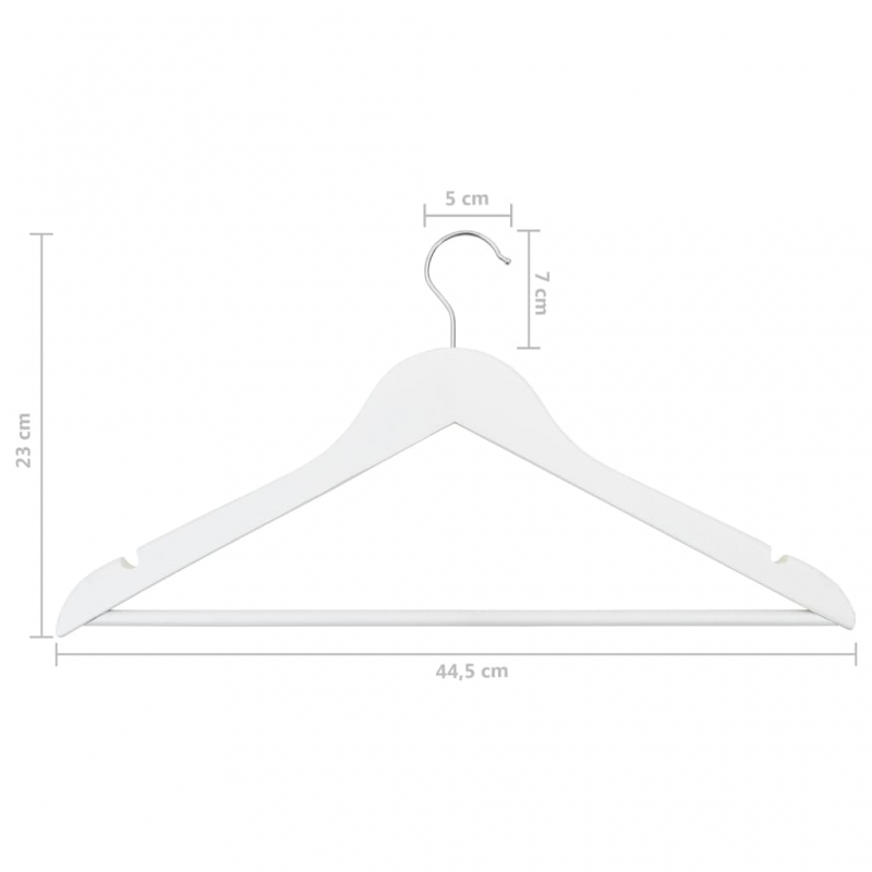 20 Stk. Kleiderbügel-Set Rutschfest Weiß Hartholz