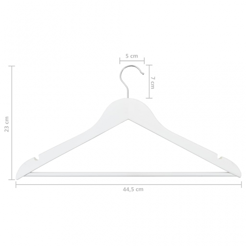 100 Stk. Kleiderbügel-Set Rutschfest Weiß Hartholz