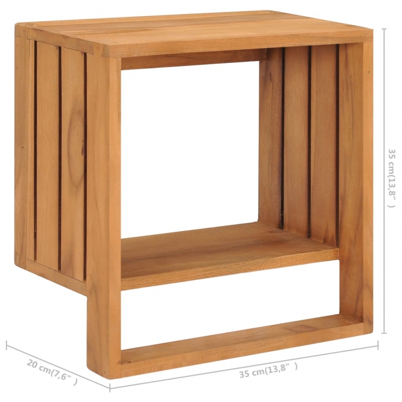 Handtuchregal zur Wandmontage 35×20×35 cm Teak Massivholz