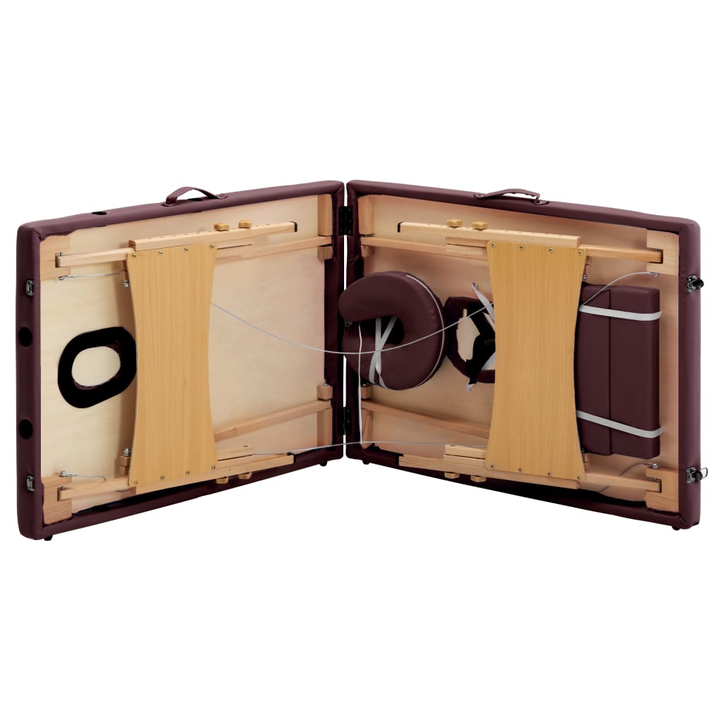 Massageliege Klappbar 2-Zonen mit Holzgestell Lila