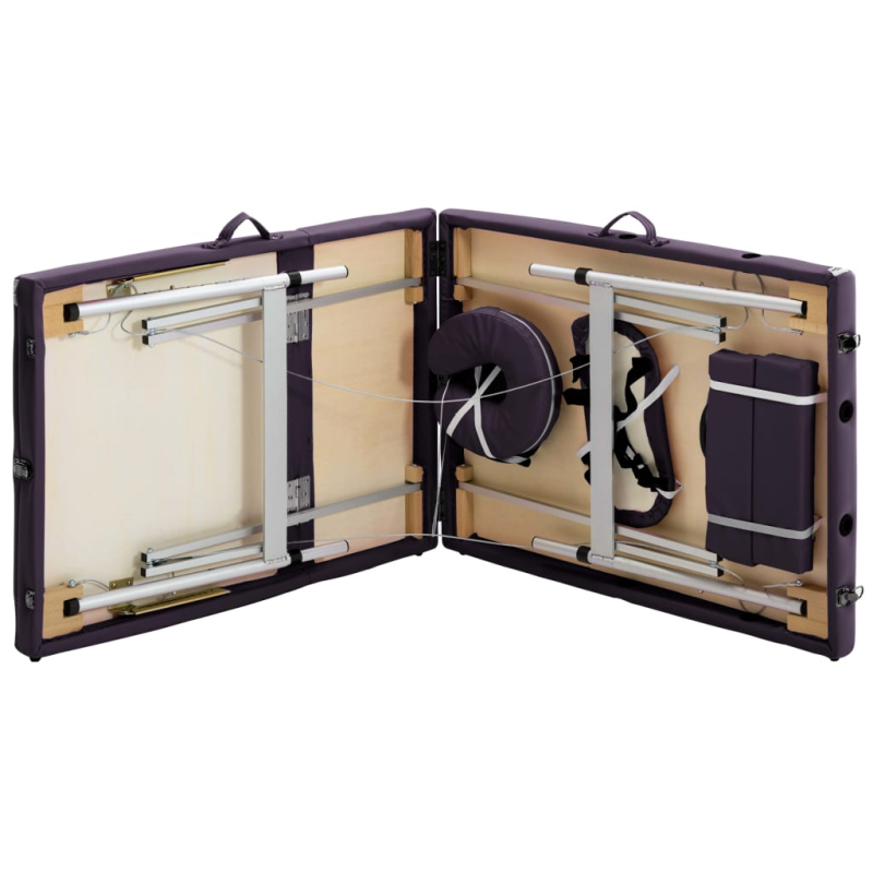 Massageliege Klappbar 3-Zonen mit Aluminiumgestell Lila