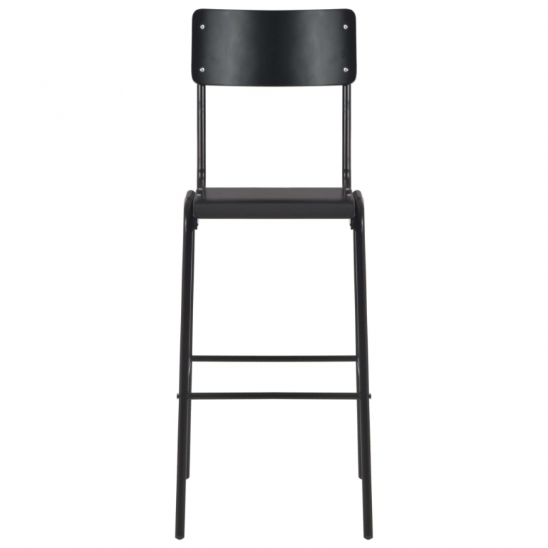 Barhocker 6 Stk. Schwarz Massives Sperrholz Stahl