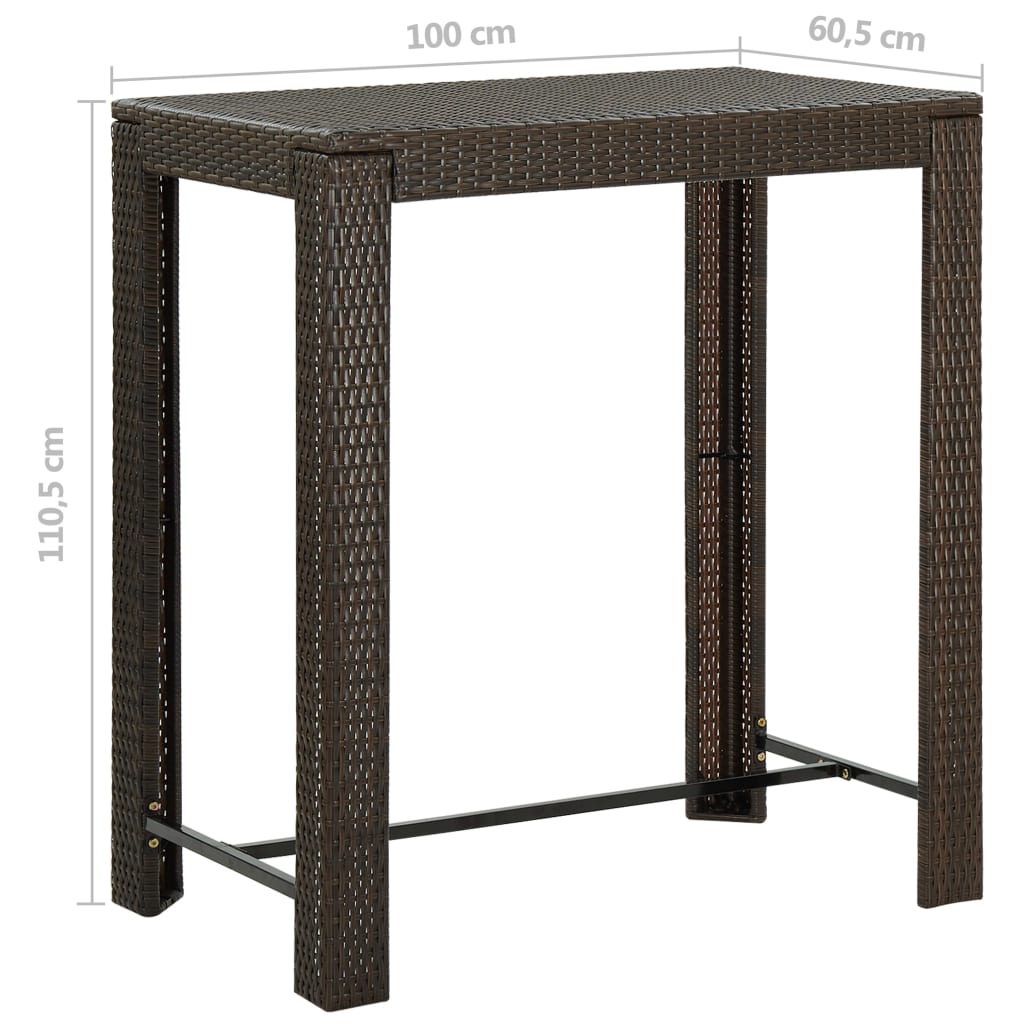 Garten-Bartisch Braun 100x60,5x110,5 cm Poly Rattan