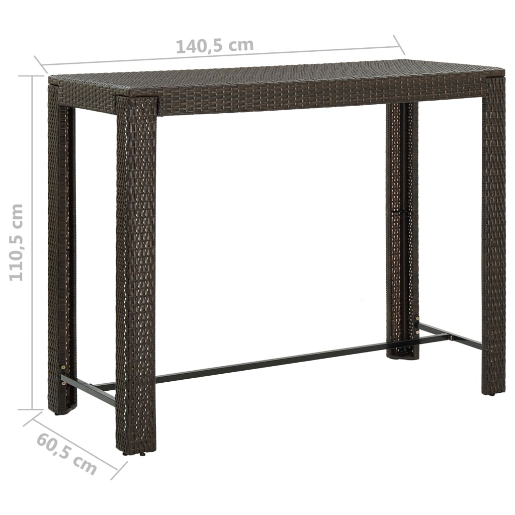 Garten-Bartisch Braun 140,5x60,5x110,5 cm Poly Rattan