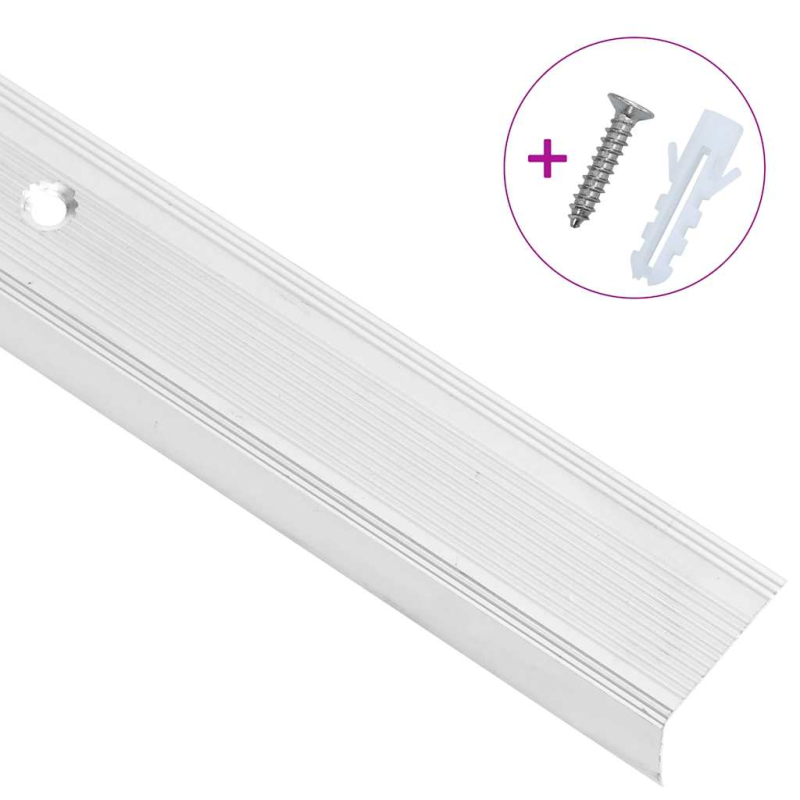 Treppenkantenprofile in L-Form 15 Stk. Aluminium 100 cm Silbern