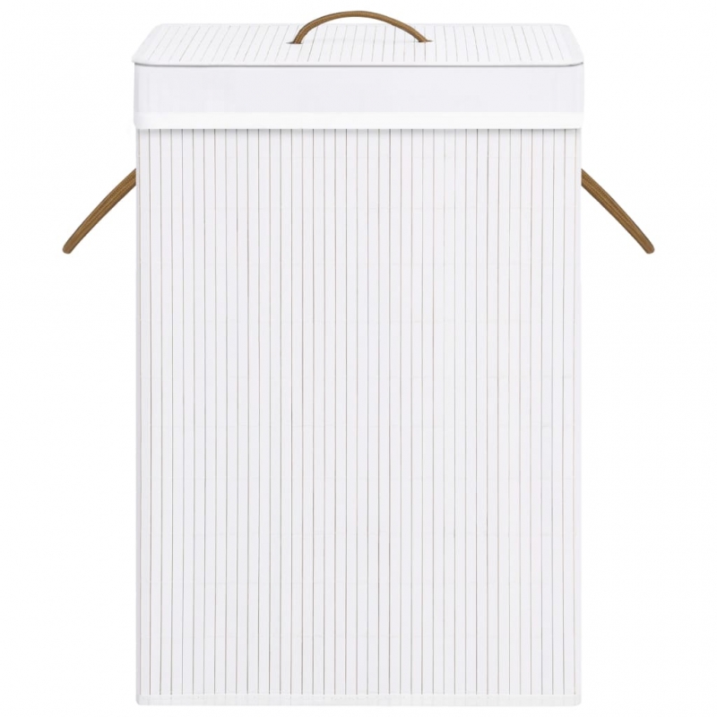 Bambus-Wäschekorb mit 1 Fach Weiß