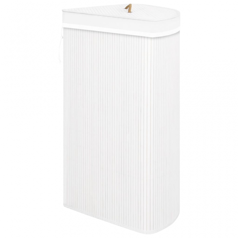 Eck-Wäschekorb Bambus Weiß 60 L