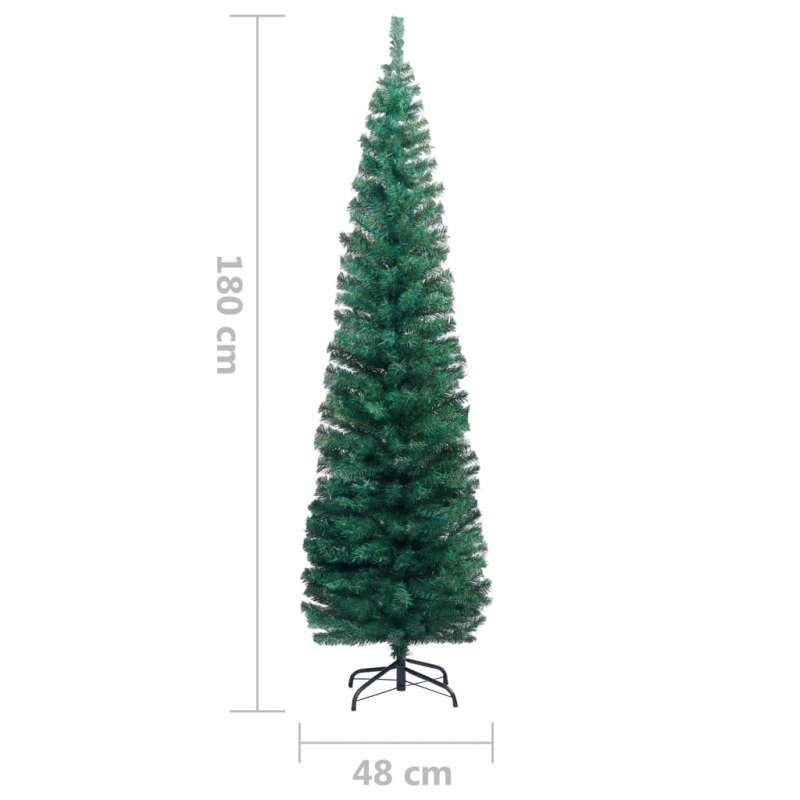 Künstlicher Weihnachtsbaum Schlank mit Ständer Grün 180 cm PVC