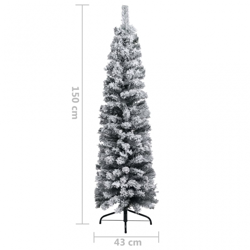Künstlicher Weihnachtsbaum Schlank mit Schnee Grün 150 cm PVC