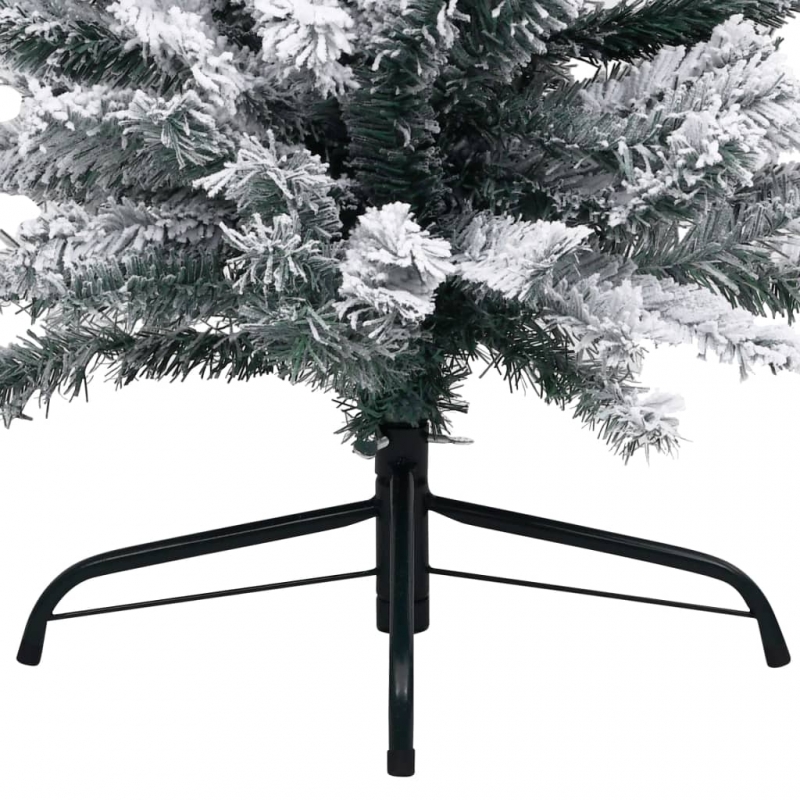 Künstlicher Weihnachtsbaum Schlank mit Schnee Grün 210 cm PVC