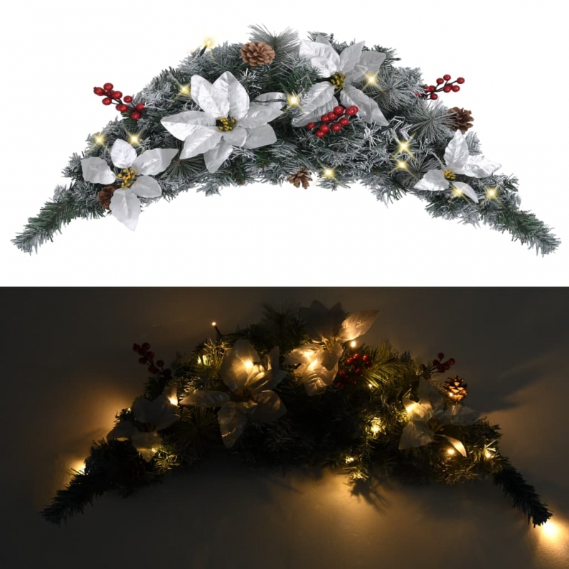 Weihnachts-Türbogen mit LED-Lichtern Grün 90 cm PVC