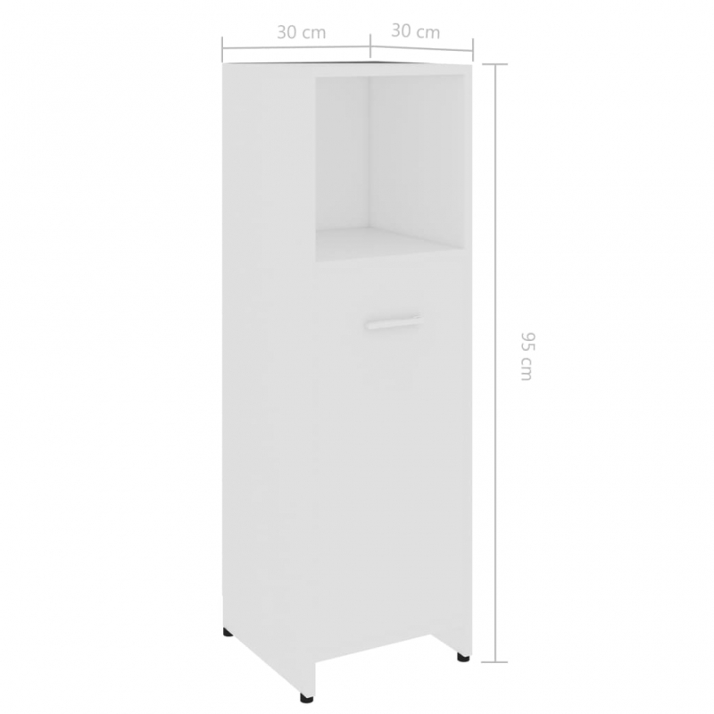 Badezimmerschrank Weiß 30x30x95 cm Holzwerkstoff