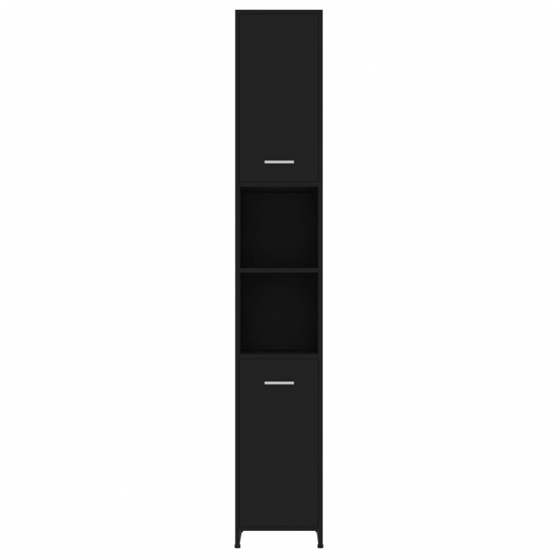 Badezimmerschrank Schwarz 30x30x183,5 cm Holzwerkstoff