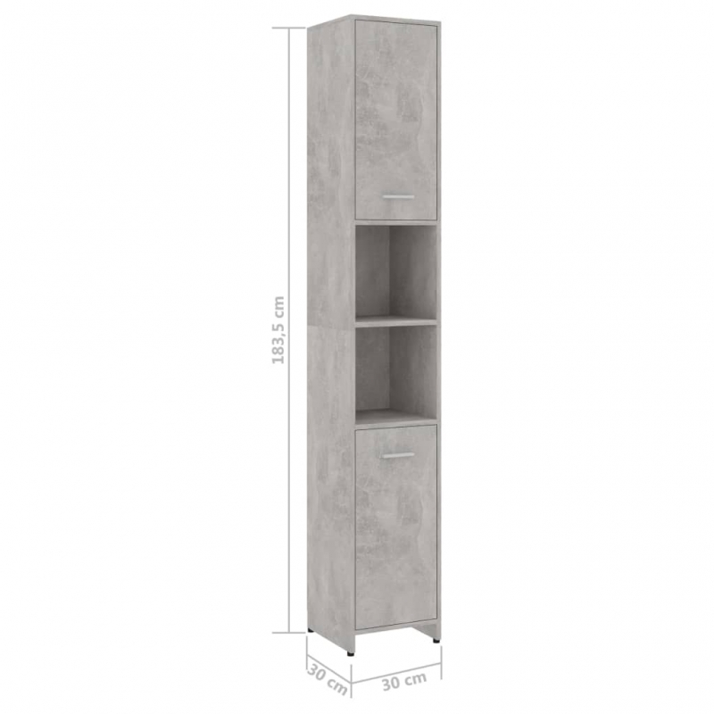 Badezimmerschrank Betongrau 30x30x183,5 cm Holzwerkstoff