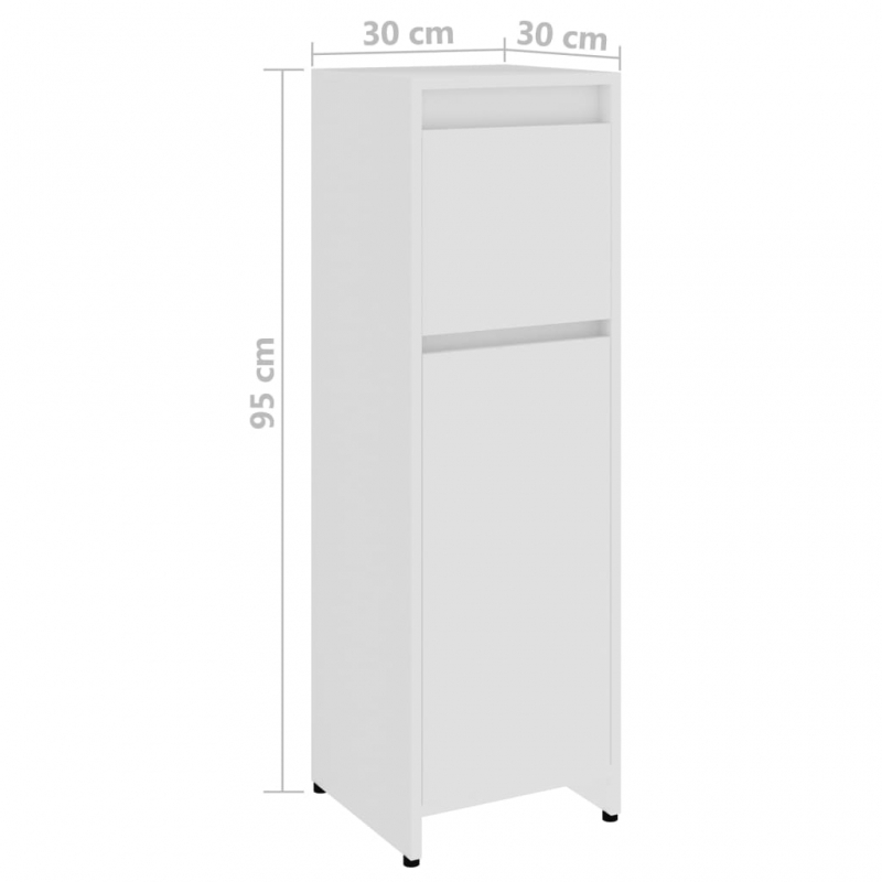 Badezimmerschrank Weiß 30x30x95 cm Holzwerkstoff