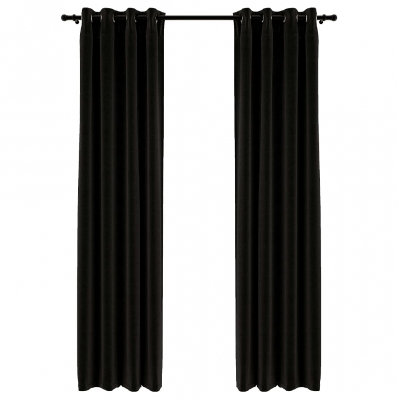 Verdunkelungsvorhänge Leinenoptik 2 Stk. Anthrazit 140x245 cm