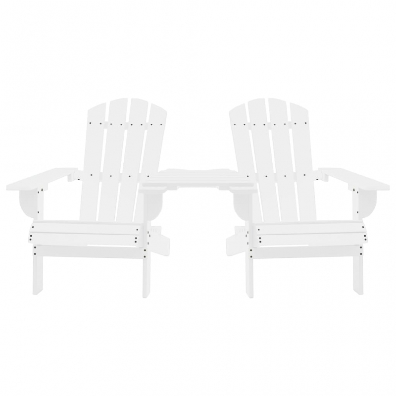 Adirondack-Gartenstühle mit Tisch Massivholz Tanne Weiß