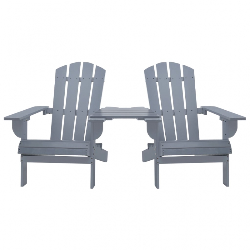 Adirondack-Gartenstühle mit Tisch Massivholz Tanne Grau