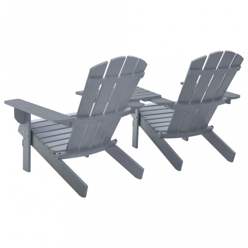 Adirondack-Gartenstühle mit Tisch Massivholz Tanne Grau