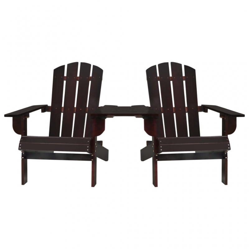 Adirondack-Gartenstühle mit Tisch Massivholz Tanne Braun