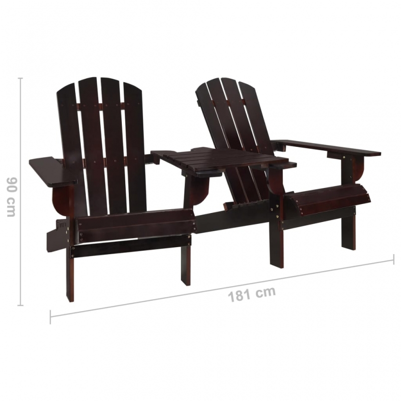 Adirondack-Gartenstühle mit Tisch Massivholz Tanne Braun