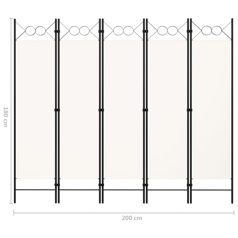 5-tlg. Raumteiler Weiß 200x180 cm