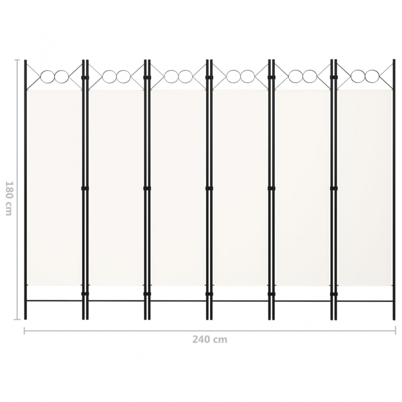 6-tlg. Raumteiler Weiß 240x180 cm