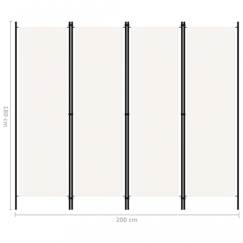 4-tlg. Raumteiler Weiß 200x180 cm