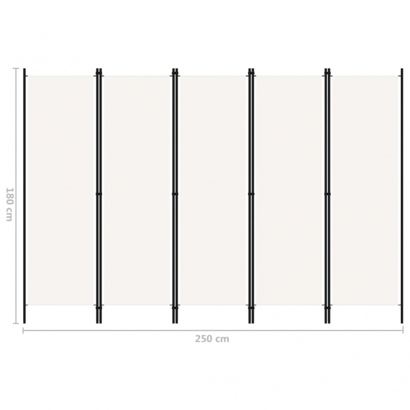5-tlg. Raumteiler Weiß 250x180 cm