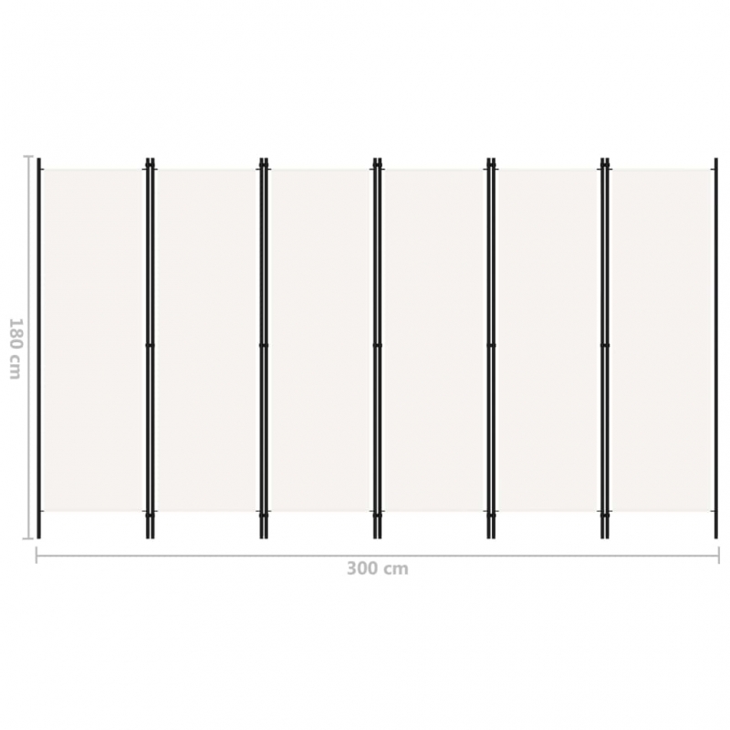 6-tlg. Raumteiler Weiß 300x180 cm